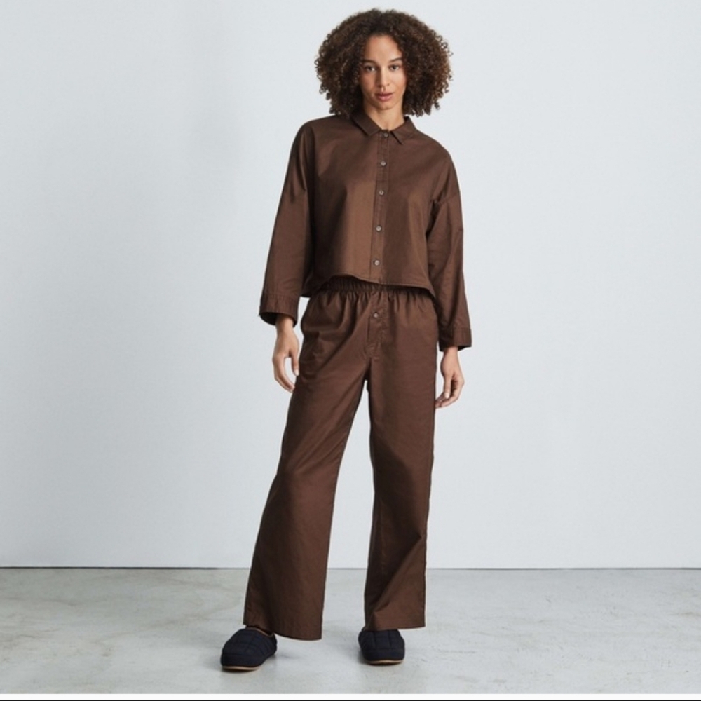 NWT Everlane "The Woven 100% Cotton P.J. Top"- Chesnut